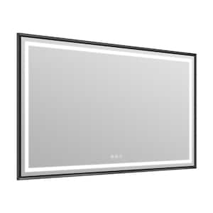 60 in. W x 36 in. H Rectangular Aluminum Slope Framed Backlit Front Light Wall LED Bathroom Vanity Mirror Matte Black
