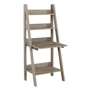 26 in. Rectangular Dark Taupe Ladder Desk with Open Storage