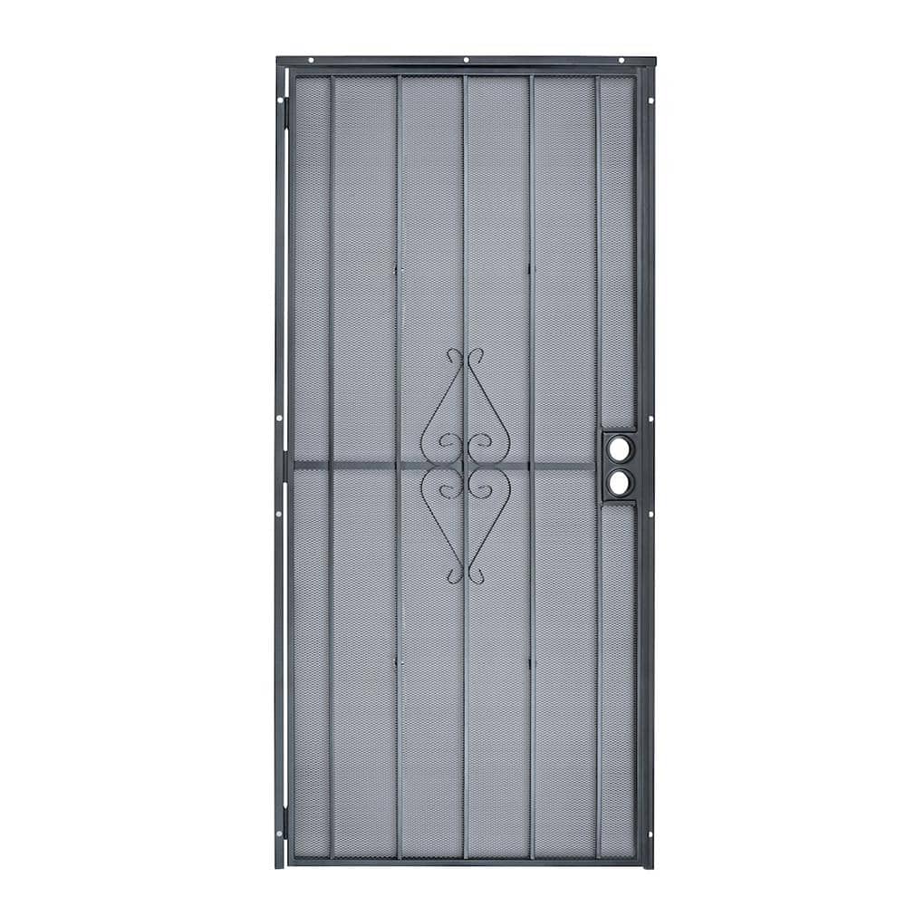 Grisham 30 in. x 80 in. 808 Series Protector Black Surface Mount Steel  Security Door with Expanded Steel Screen 80851 - The Home Depot