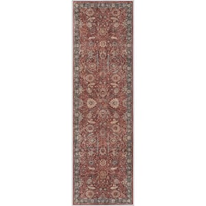 Red 2 ft. 3 in. x 7 ft. 3 in. Asha Liana Vintage Persian Oriental Runner Area Rug