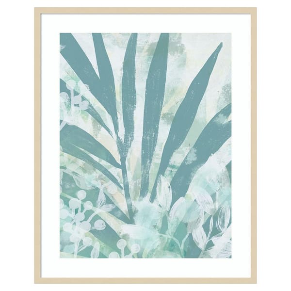 Amanti Art Aqua Palms II by June Erica Vess 33 in. W x 41 in. H. Wood Framed Wall Art Print Framed in Brown