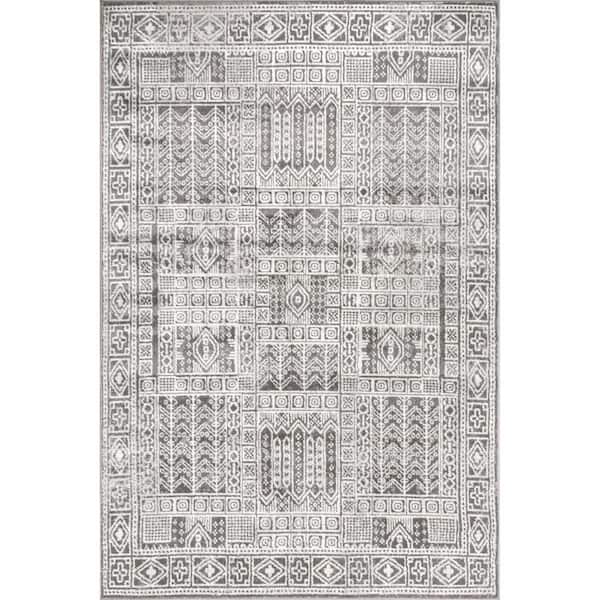 Irene Grey 5 ft. x 8 ft. Tribal Panel Indoor Area Rug