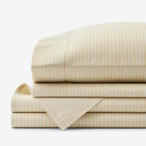 The Company Store Company Cotton Mariel Stripes Gold Cotton Percale Twin Sheet Set