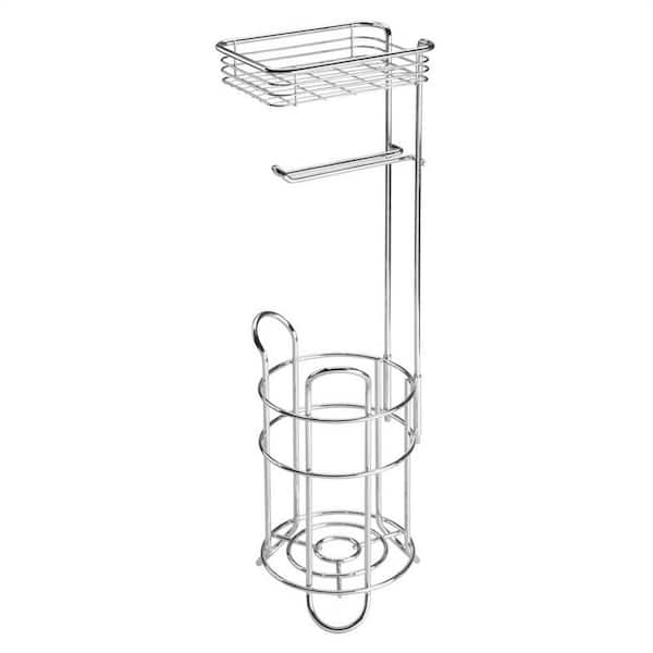 Cubilan Freestanding Toilet Paper Holder Toilet Roll Dispenser with Storage Shelf in Chrome
