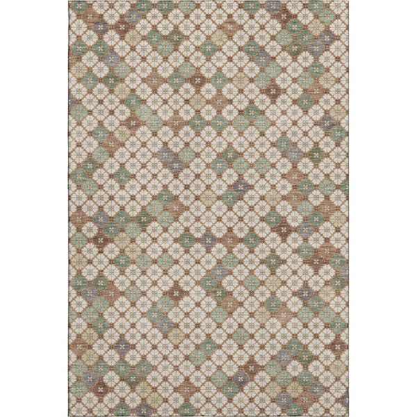Mayfield Premium Machine Washable Abstract AMF1837 Beige 5 ft. x 7 ft. 6 in. Area Rug