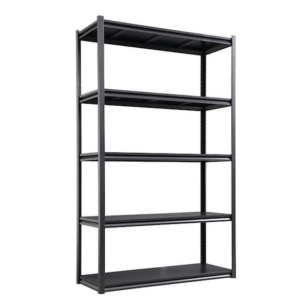 78 in. 5-Tier Metal Shelves Pantry Organizer Storage, 2000 lbs. Capacity, Adjustable Garage Industrial Shelf, Black