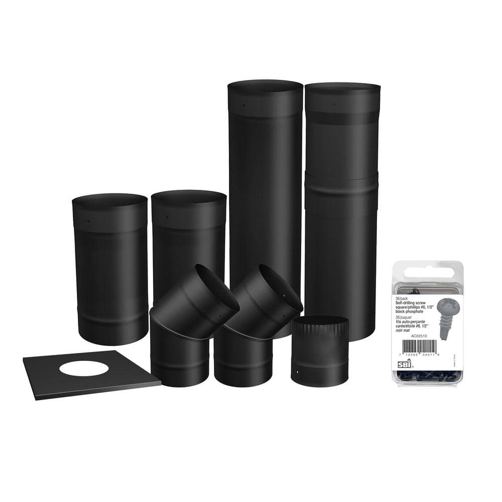 6 in. x 6 in. Black Single Wall Pipe Kit Chimney Pipe