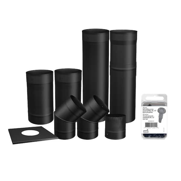 Unbranded - 6 in. x 6 in. Black Single Wall Pipe Kit Chimney Pipe