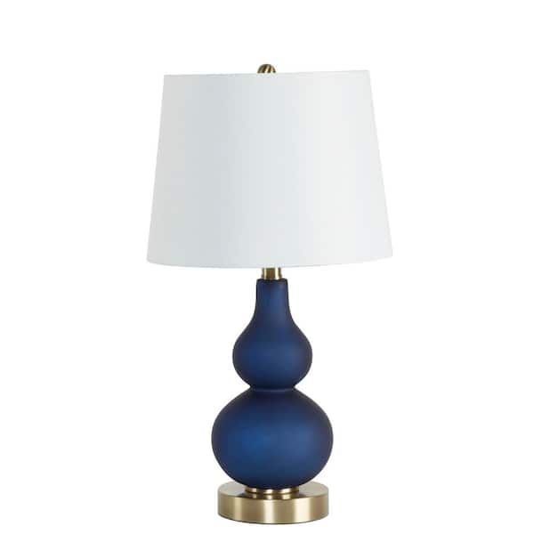 Navy Blue Glass Gourd Table Lamp, Lamp Shade Riser Home Depot