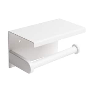 Toilet Paper Holder with Shelf in White