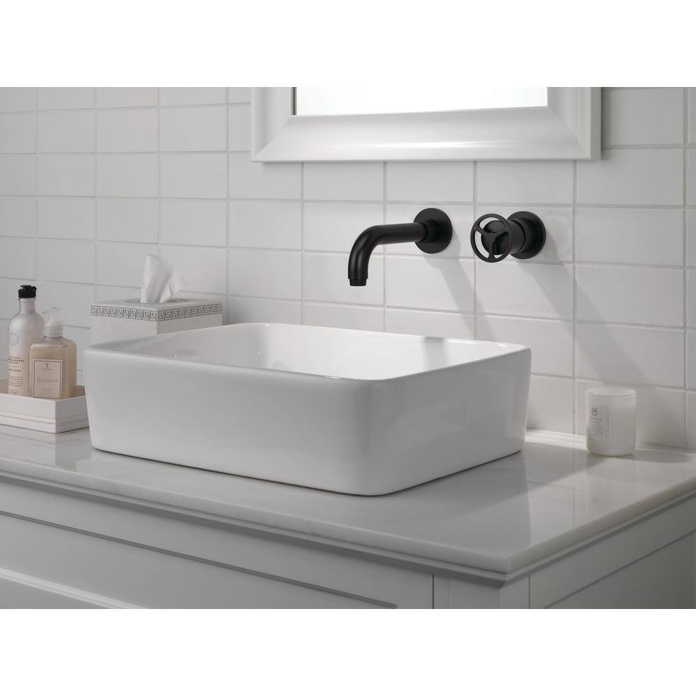 Matte Black Modern Wall Mounted Brass Bathroom Faucet