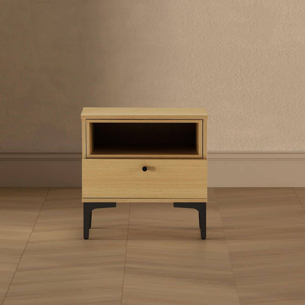 Amara Modern Natural Oak 1-Drawer 19.7 in. W Nightstand
