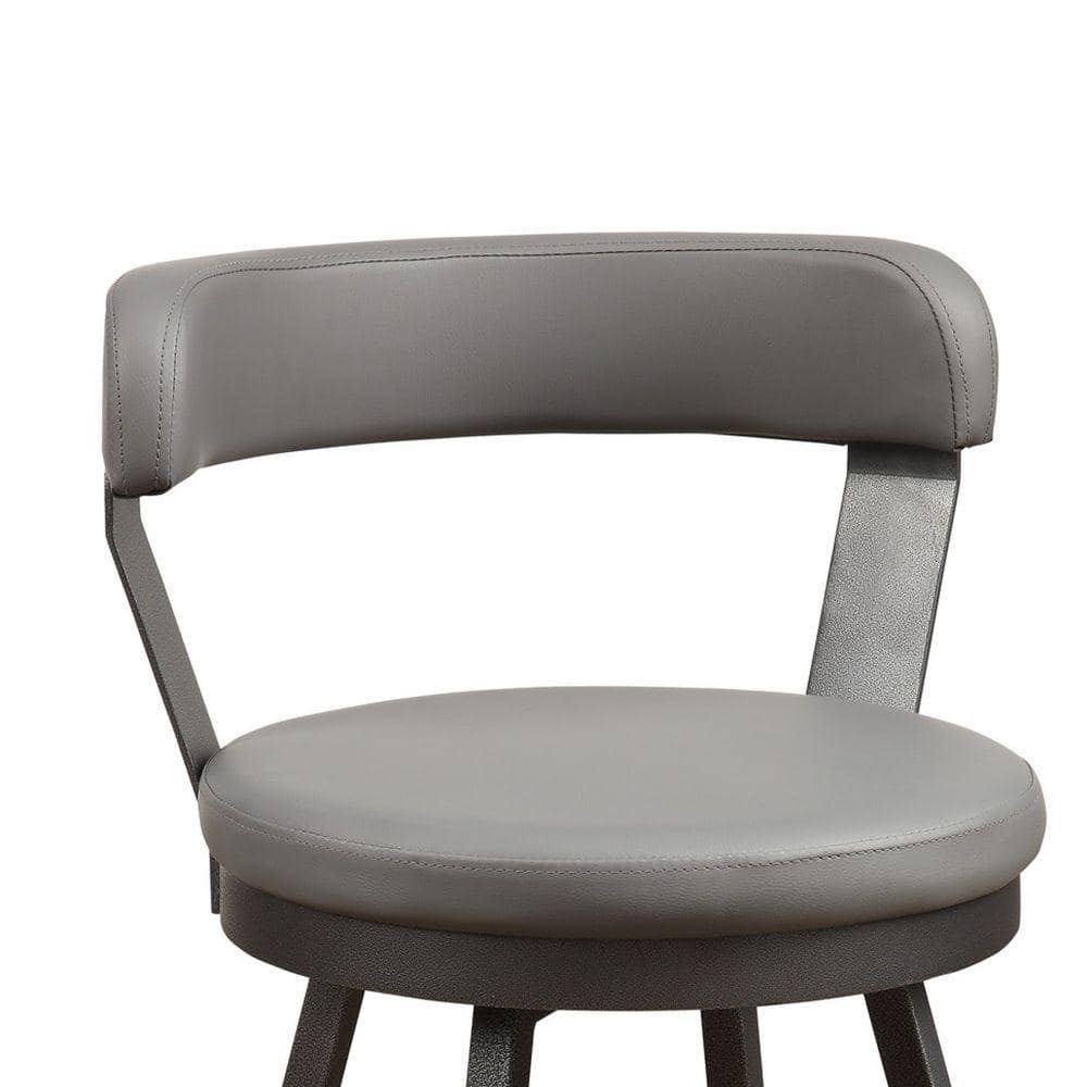 Gray Faux Leather Swivel Counter Stools with Metal Base, Set of 2