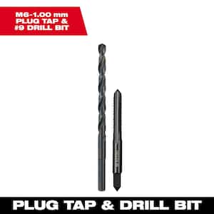 M6-1.00 mm Straight Flute Plug Tap and #9 Drill Bit