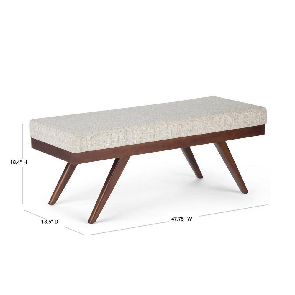 Chanelle Mid Century Platinum Tweed Ottoman Bench