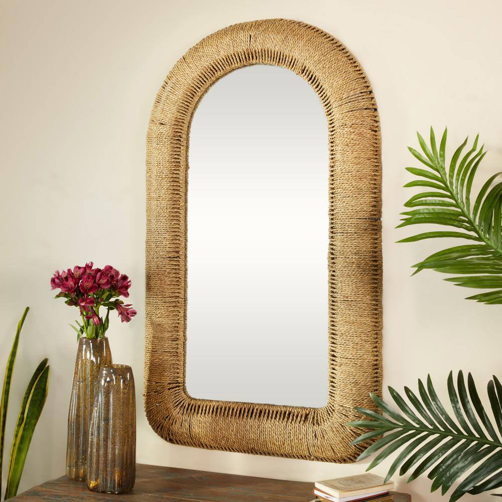 Bohemian Chic Arched Wood Frame Wall Mirror 27" x 48"