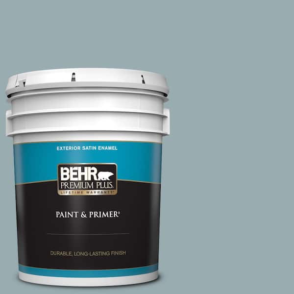 BEHR PREMIUM PLUS 5 gal. #BXC-28 Bucolic Blue Satin Enamel Exterior Paint & Primer