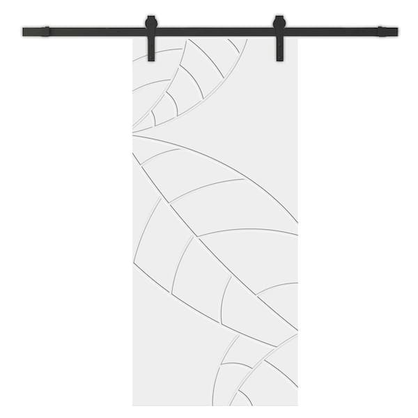 CALHOME 24 in. x 80 in. White Stained Composite MDF Paneled Interior Sliding Barn Door with Hardware Kit