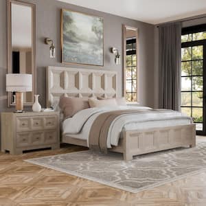 Furniture of America Zeller 2-Piece Natural Oak Wood King Bedroom Set ...