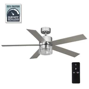Crysalis 52 in. Indoor Chrome Ceiling Fan with Bubble Glass with Adjustable White Integrated LED with Remote Included