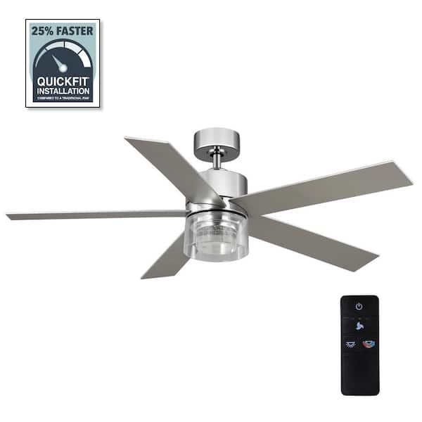 Hampton Bay Crysalis 52 in. Indoor Chrome Ceiling Fan with Bubble Glass with Adjustable White Integrated LED with Remote Included