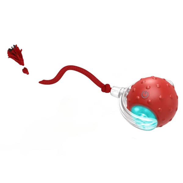 Interactive Cat Toys Ball for Indoor Cats Fast Rolling on Carpet Chirping Motion Activate Toy Red