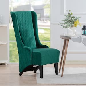 Green Fabric Wide Wing Back Side Chair for Living Room