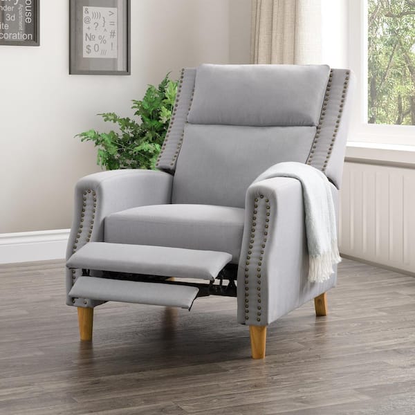 CorLiving Recliner Chair with Extending Foot Rest, Light Grey Fabric  LYN-591-R - The Home Depot