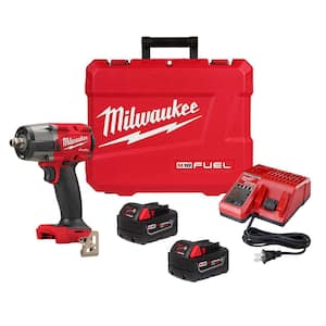 M18 FUEL 18V Lithium-Ion Brushless Cordless 1/2 in. Mid-Torque Impact Wrench with Friction Ring Kit, Resistant Batteries