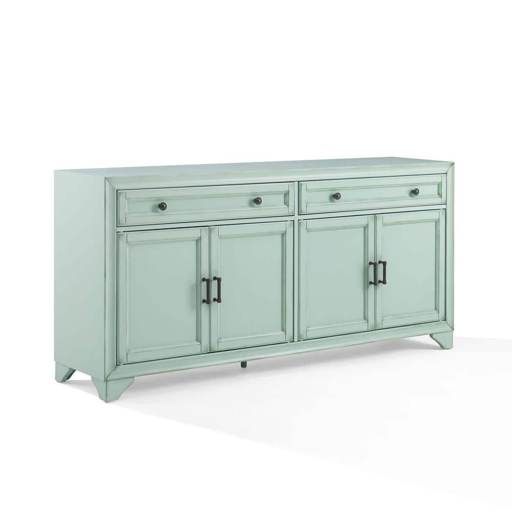 Seafoam Blue Engineered Wood Sideboard Buffet Cabinet with Storage