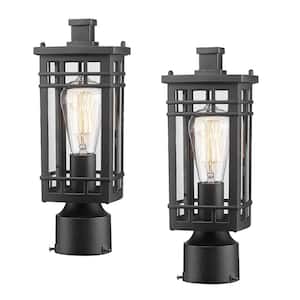 1-Light Black Aluminum Hardwired Outdoor Waterproof Post Light Set Deck Fence Pole Light with No Bulbs Included