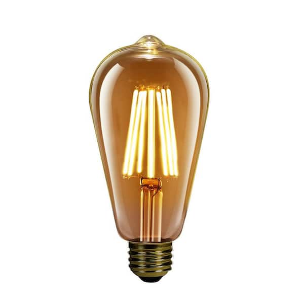 Photo 1 of 60-Watt Equivalent ST19 Dimmable LED Amber Glass Vintage Edison Light Bulb With Vertical Filament Warm White