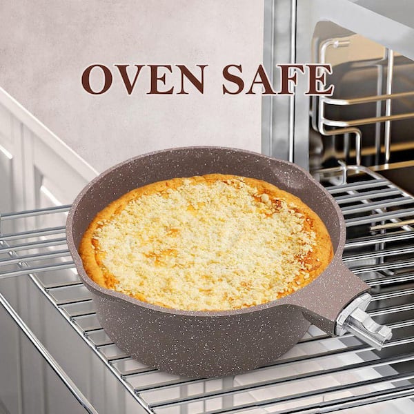 Ceramic Nonstick 2.3 qt. Sauce Pan Cast Aluminum in Brown with