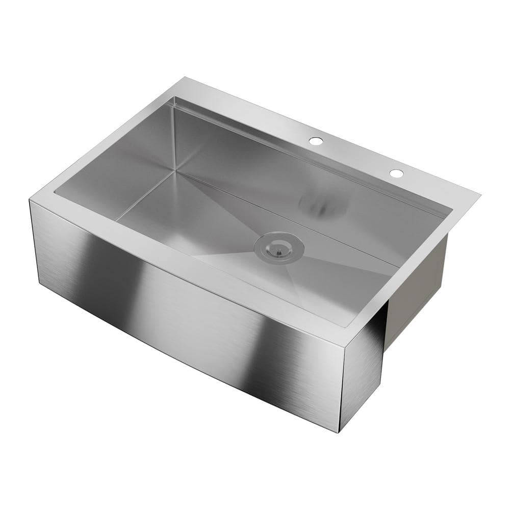 30" Stainless Steel Farmhouse Drop-In Single Bowl Kitchen Sink with Accessories