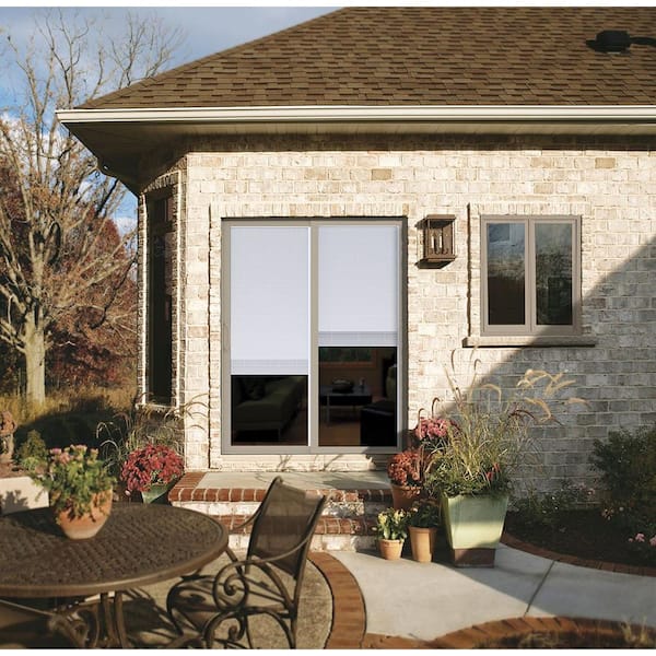 60 in. x 80 in. V-4500 Contemporary Desert Sand Vinyl Right-Hand Full Lite Sliding Patio Door w/Blinds