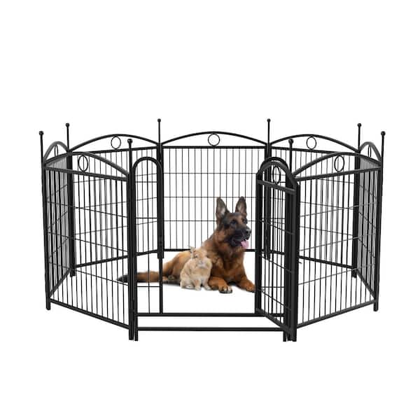 32 in. Metal Garden Fence for Pets, Foldable and Portable Playpen
