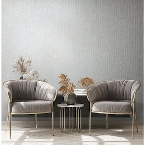 Hotel Collection Silver Embossed Geometric Trellis Glitter Finish Non-Pasted Non-Woven Wallpaper Sample