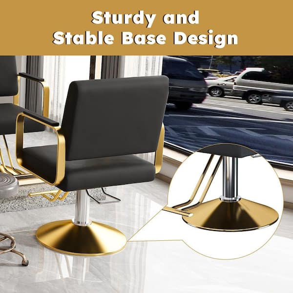 PU Leather Adjustable Height Hydraulic Salon Chair in Black-360
