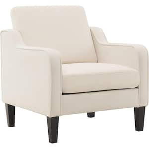 VINGLI 30 in. W Beige Linen Arm Chair with Cushion