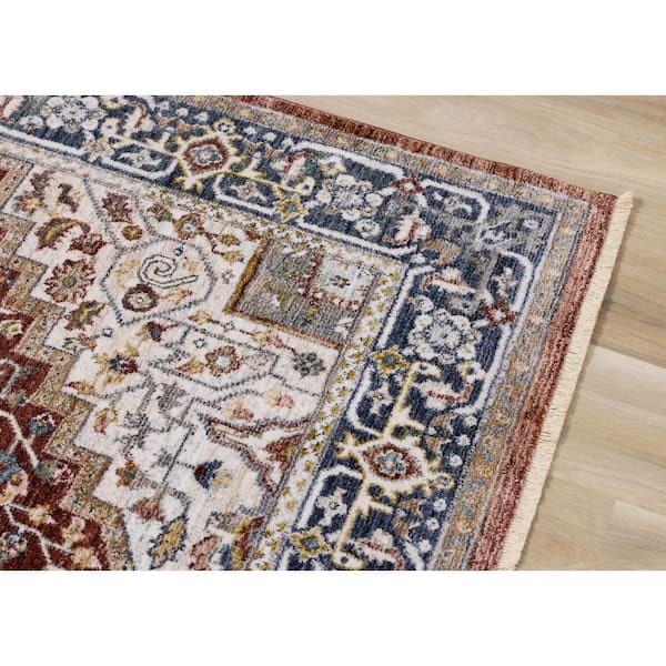 Orenda Collections 8 ft. x 10 ft. Red Border, Classic, Elegant Indoor Area Rug