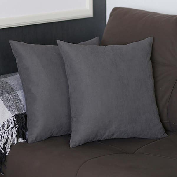 MIKE & Co. NEW YORK Honey Decorative Throw Pillow Cover Solid Color 18 in. x 18 in. Gray Square Pillowcase Set of 2
