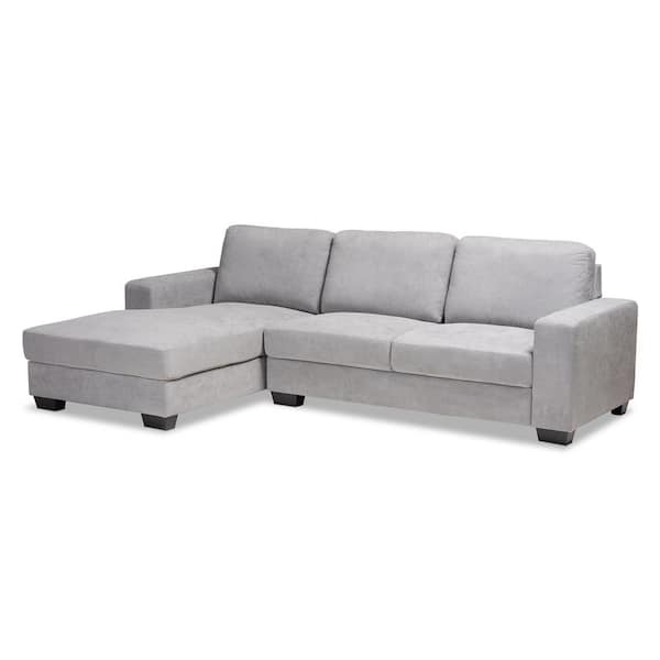 Baxton Studio Nevin Light Gray Fabric Sectional with Left Facing Chaise