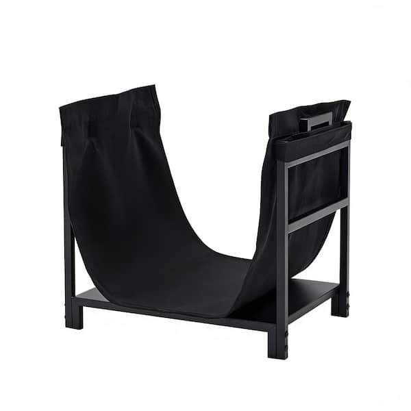 16.5 in. x 12.6 in. x 18 in. Metal Firewood Stand with Canvas Carrier, Wood Pile Storage and Stacking Organizer