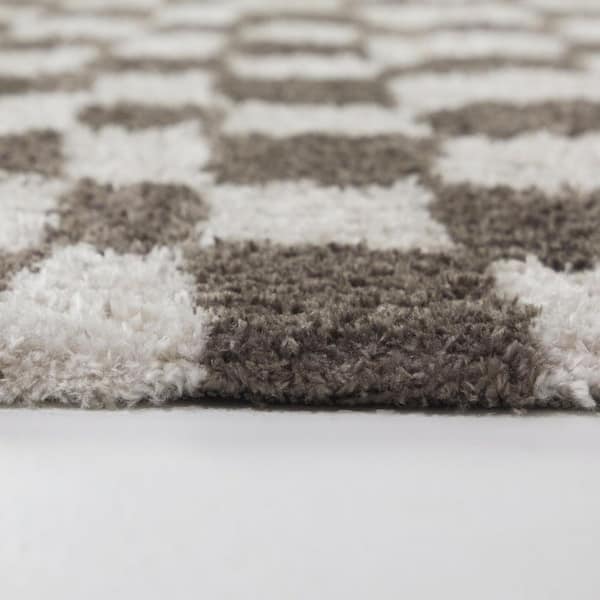 Percival Taupe 7 ft. 10 in. x 10 ft. Checkered Area Rug