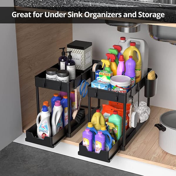HOMLUX Sliding Under Sink Organizers and Storage for Bathroom (Set