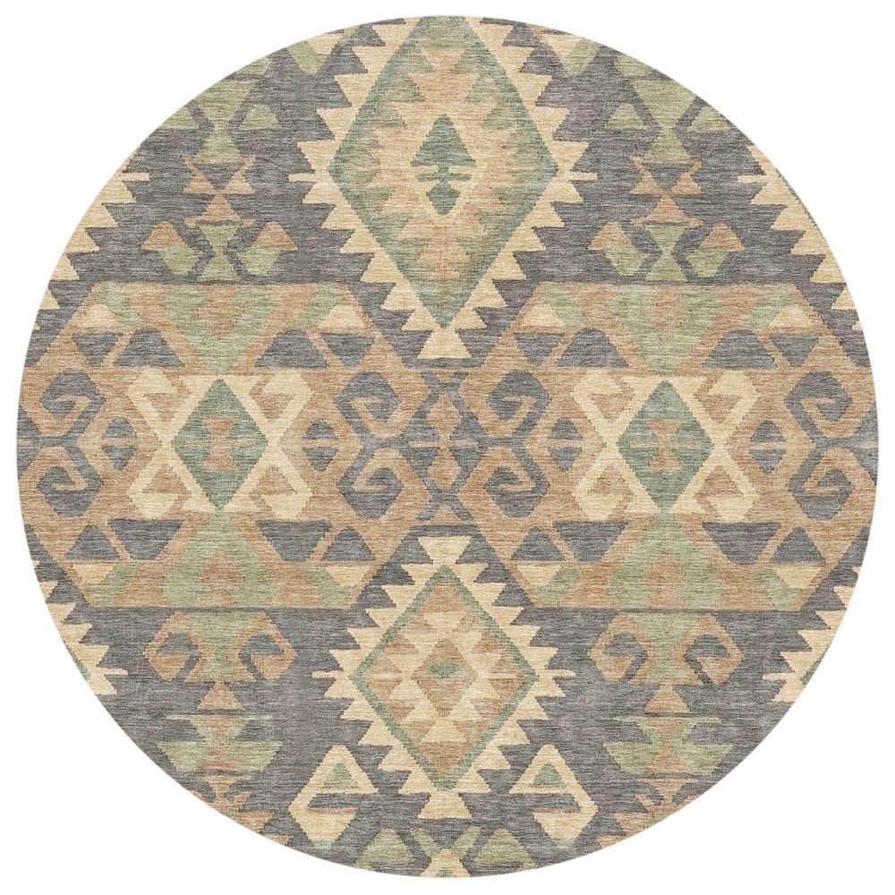 Chantille Machine Washable Indoor/Outdoor Abstract ACN2959 Fudge 8 ft. x 8 ft. Round Rug price history on PriceWatchPro