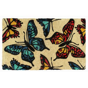 Multi 18 in. x 30 in. Butterfly Coir Doormat