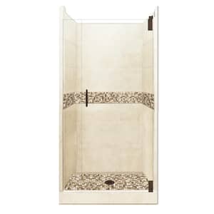 Roma Grand Hinged 38 in. x 38 in. x 80 in. Center Drain Alcove Shower Kit in Desert Sand and Old Bronze Hardware