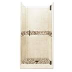 Roma Grand Hinged 42 in. x 42 in. x 80 in. Center Drain Alcove Shower Kit in Desert Sand and Old Bronze Hardware