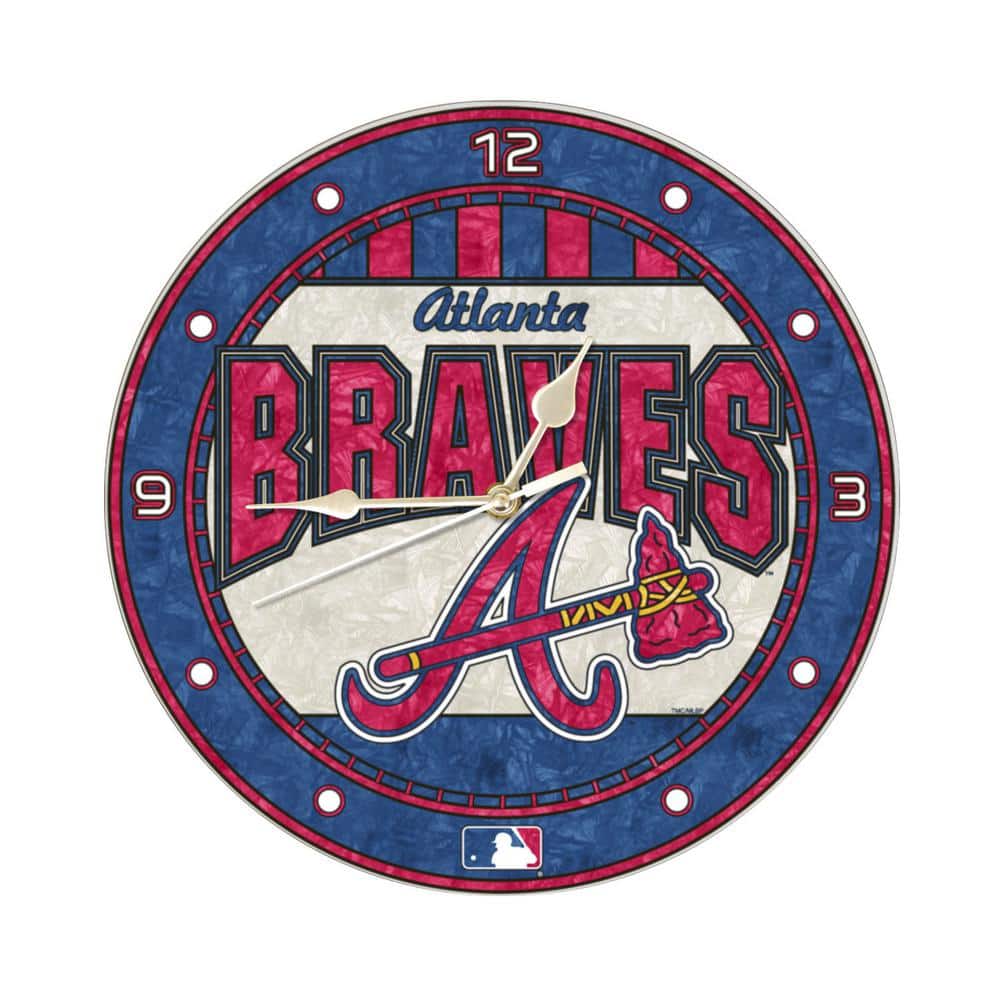 The Memory Company MLB -12 in. Braves Art Glass Clock MLB-ABR-274 - The ...